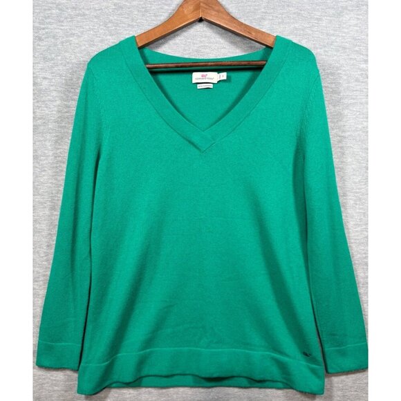 Vineyard Vines Green V-Neck Sweater Wool Cashmere S Womens - Picture 1 of 5